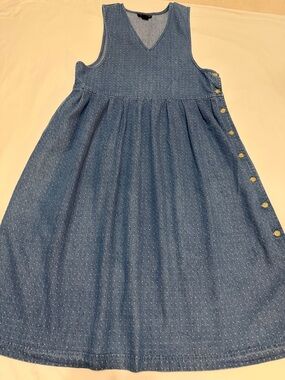 Mizz Lizz Vintage Blue Denim Sleeveless Button-Side Midi Dress M
